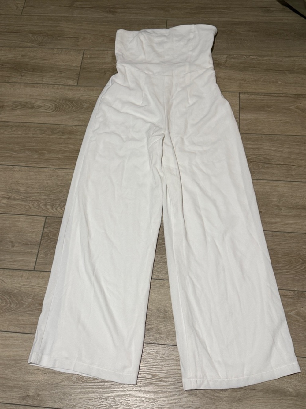 wild fable Strapless Wide-Leg White Jumpsuit